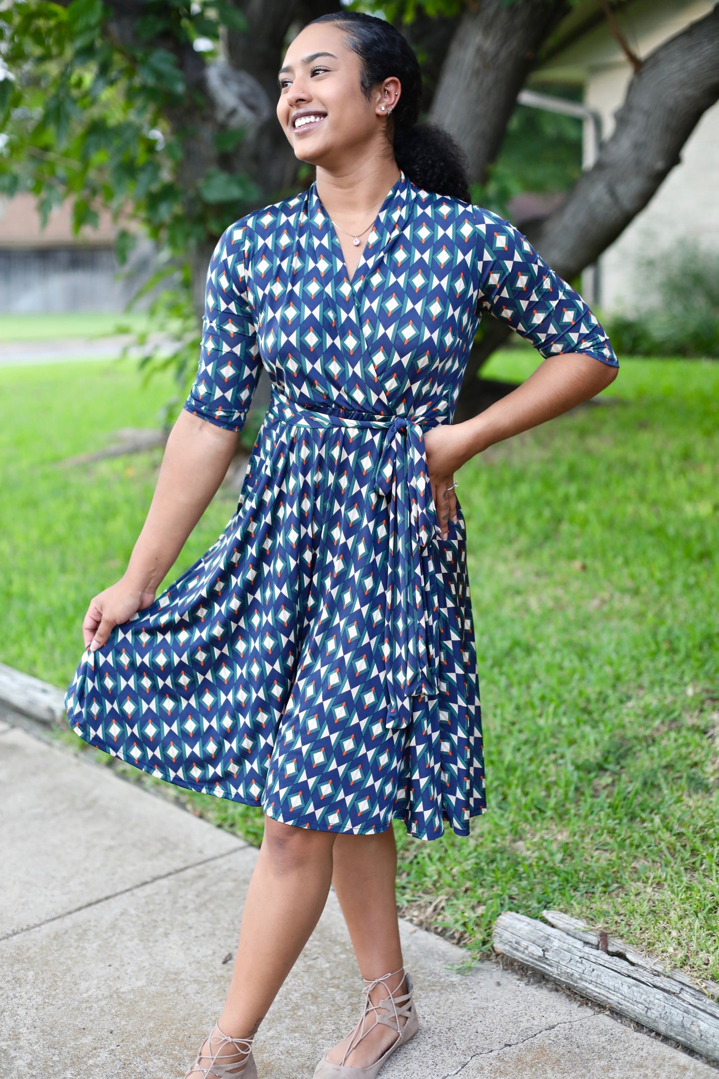 Greenwhich Print Wrap Dress