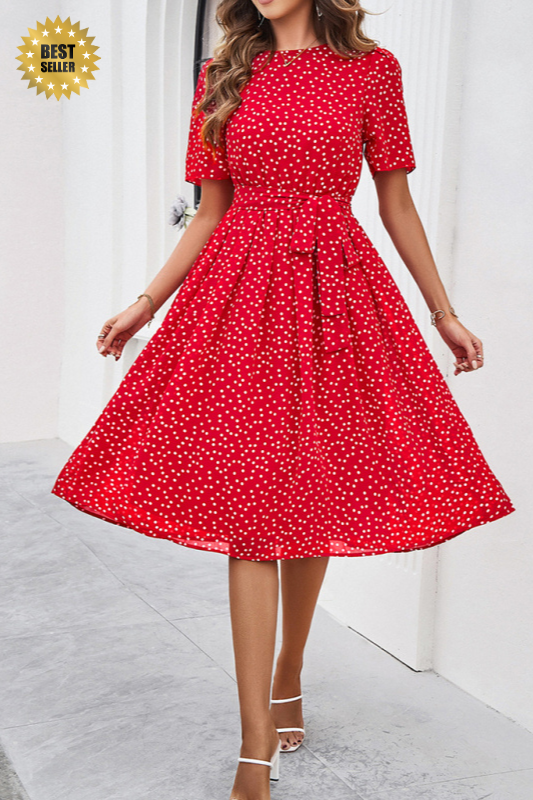Georgiana Polka Dot Red Print Dress