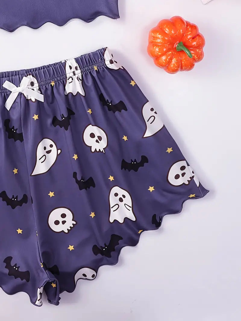 Ghosts, Skulls, & Bats Two-Piece Halloween Pajama Set