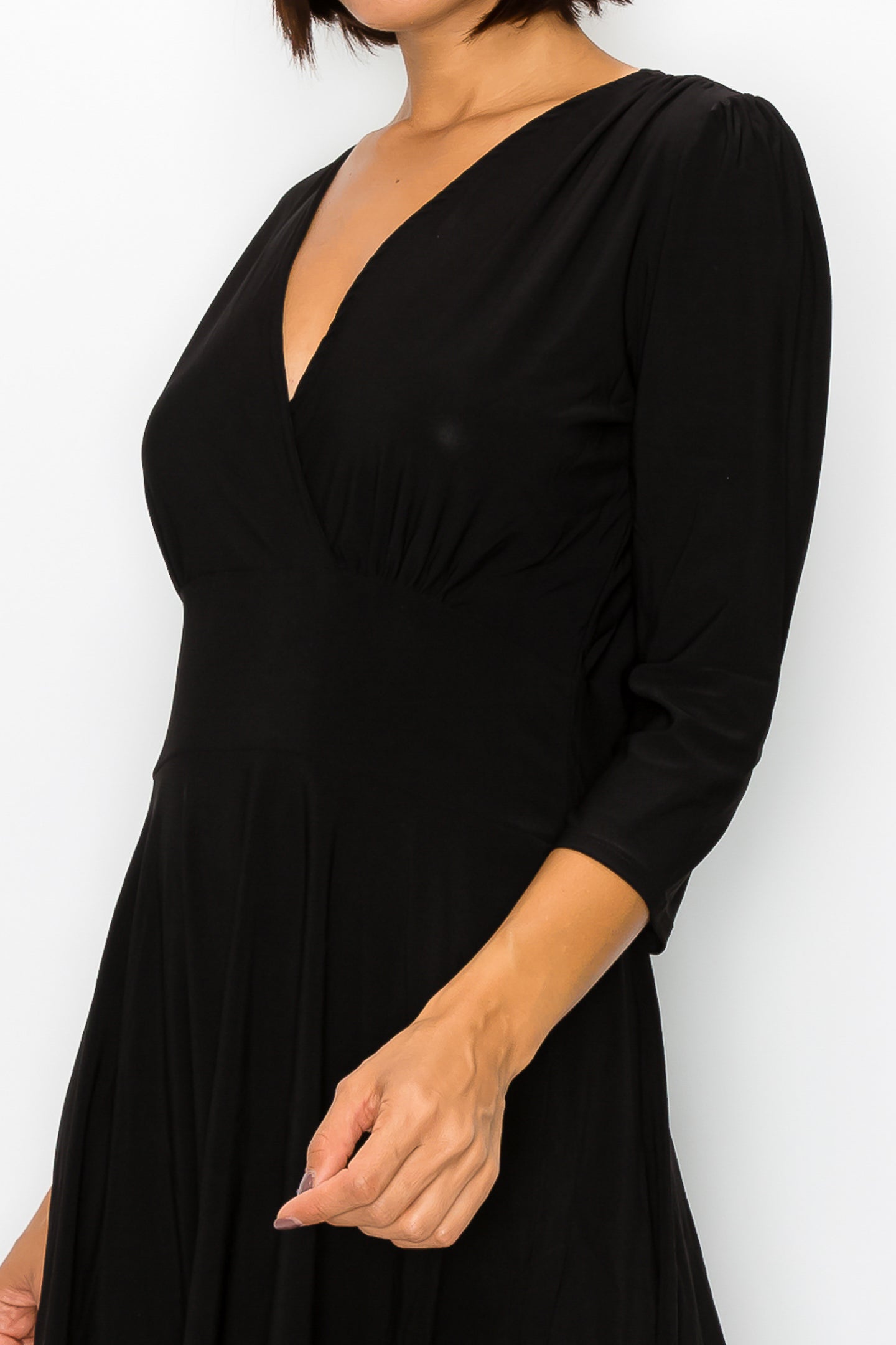 Middleton 3/4 Sleeve Solid Black Dress