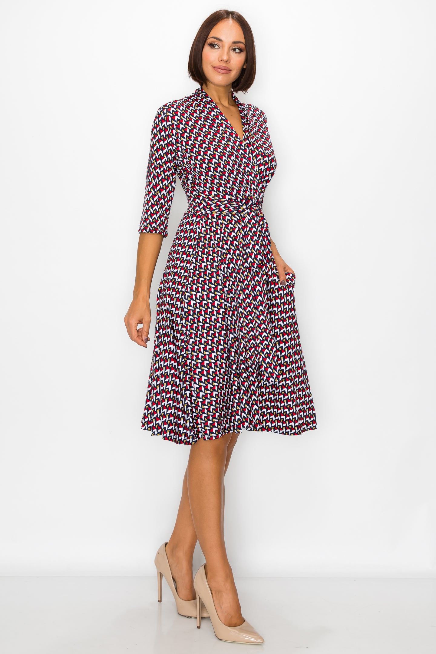 Kelton 3/4 Sleeve Print Dress