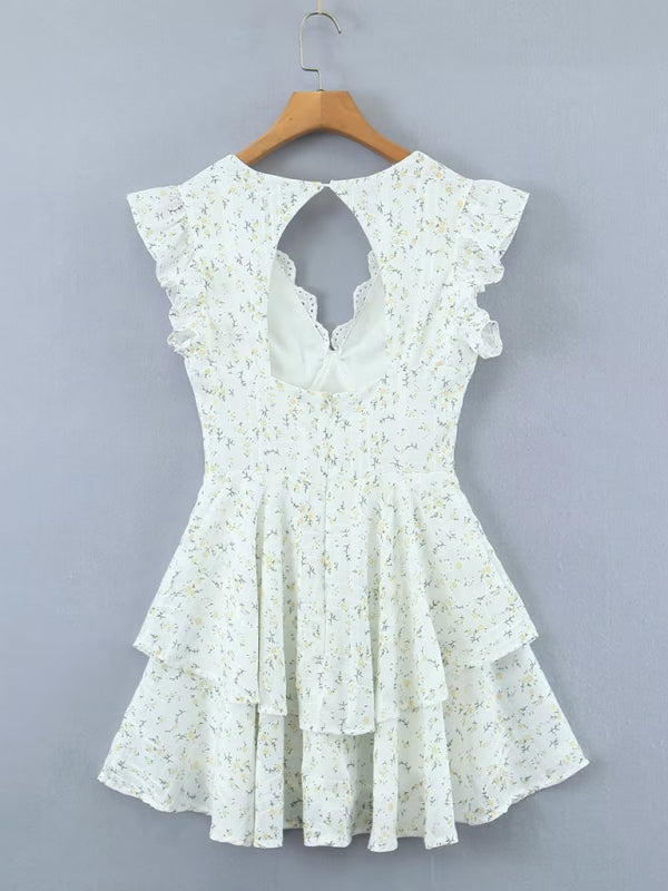 Harper Lace Embroidery V-Neck Halter Skir Dress