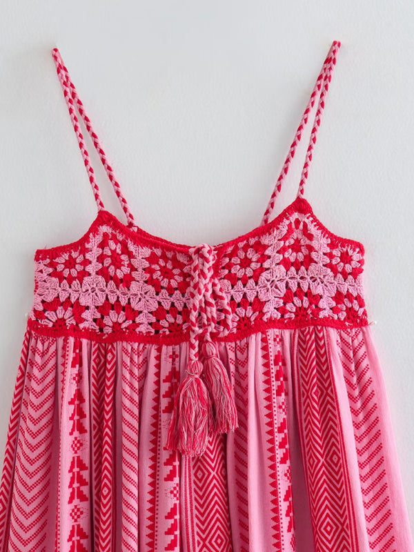 Charlotte Crochet Patchwork Print Style Slip Dress