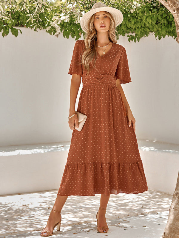 Jardine Summer V-Neck Solid Ivory Dress