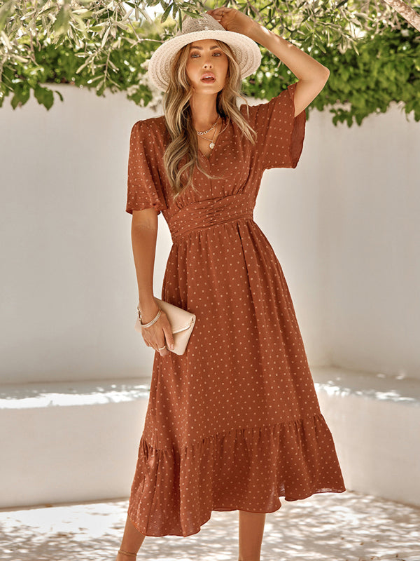 Jardine Summer V-Neck Solid Ivory Dress