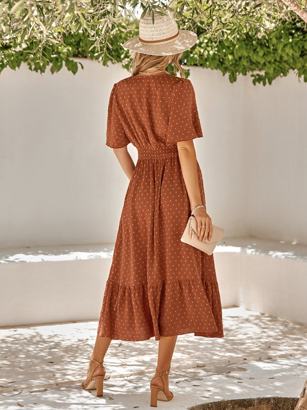 Jardine Summer V-Neck Solid Ivory Dress
