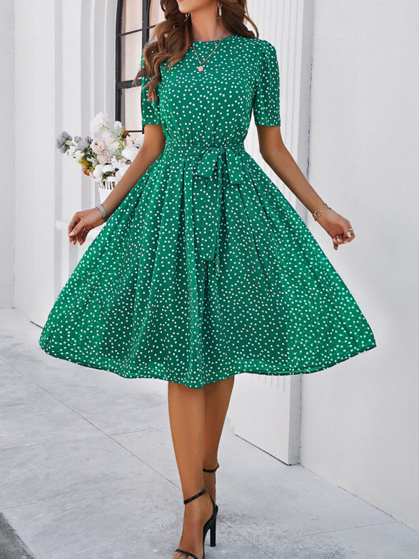 Georgiana Polka Dot Green Print Dress