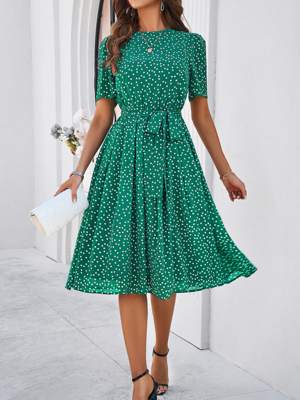 Georgiana Polka Dot Navy Print Dress