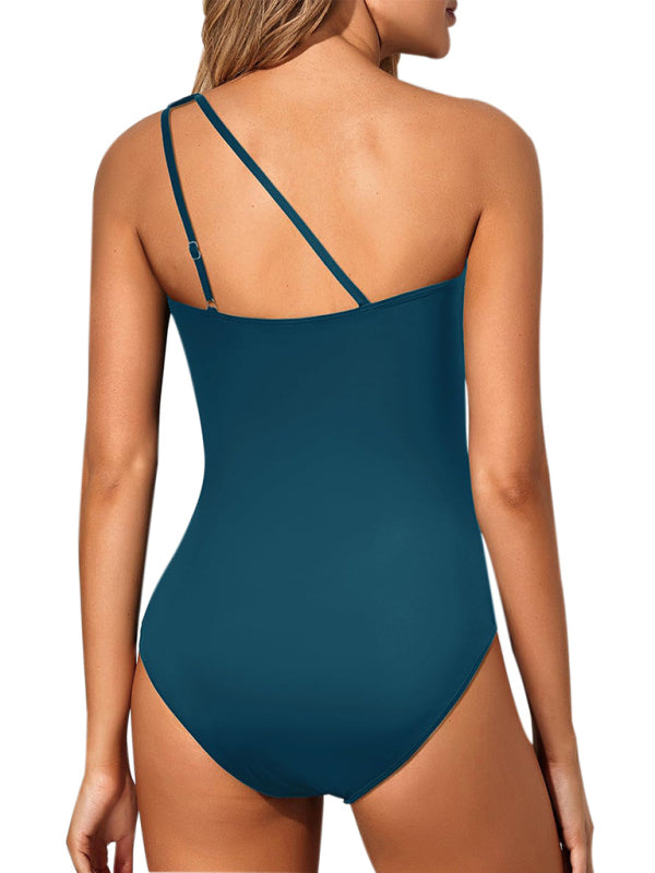 Aqua Dream One-Piece Swimsuit With Slanted Shoulder