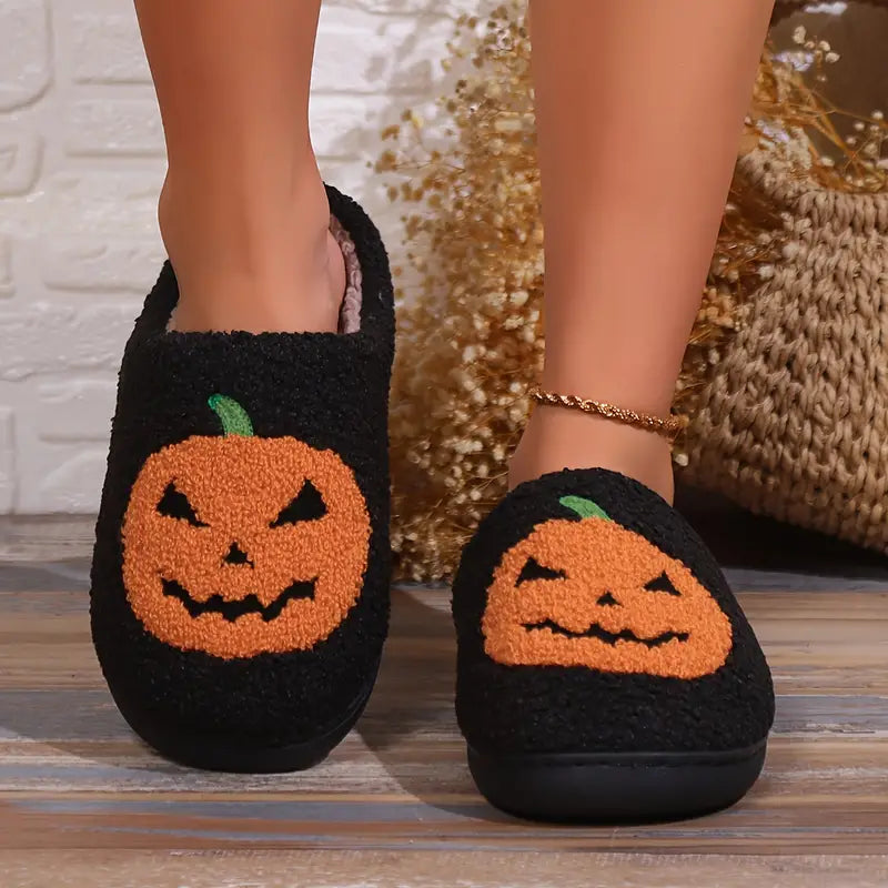 Cute & Cozy Women's Pumpkin Halloween Slippers