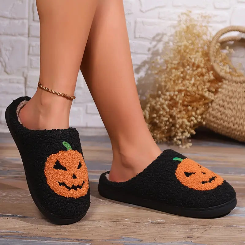 Cute & Cozy Women's Pumpkin Halloween Slippers