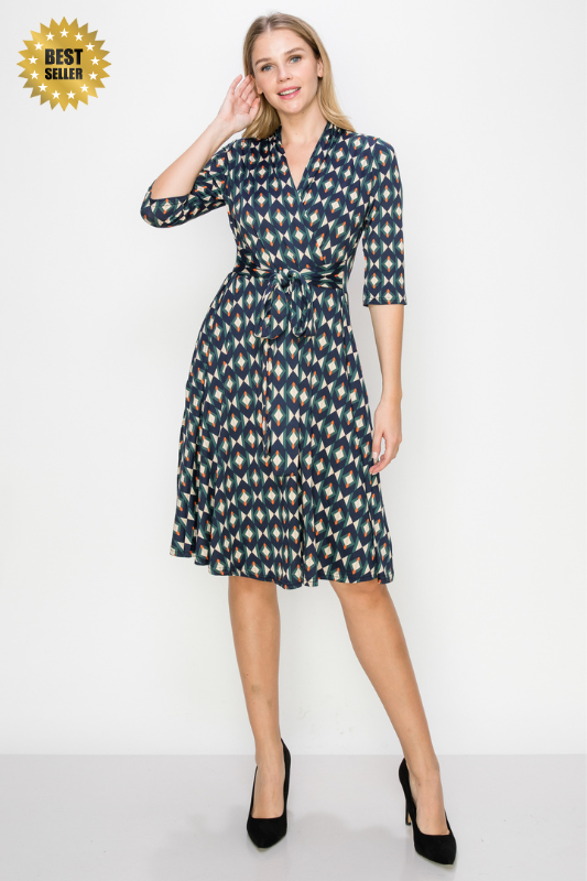 Greenwhich Print Wrap Dress