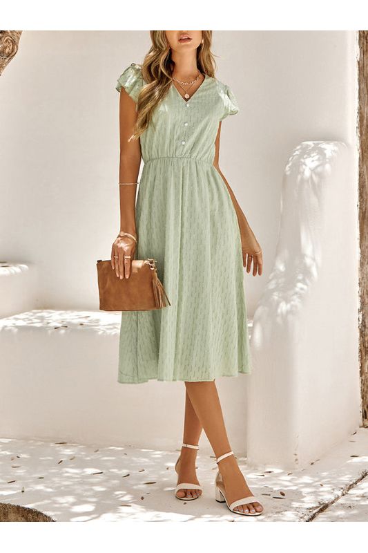 Annable Solid Green Color Dress
