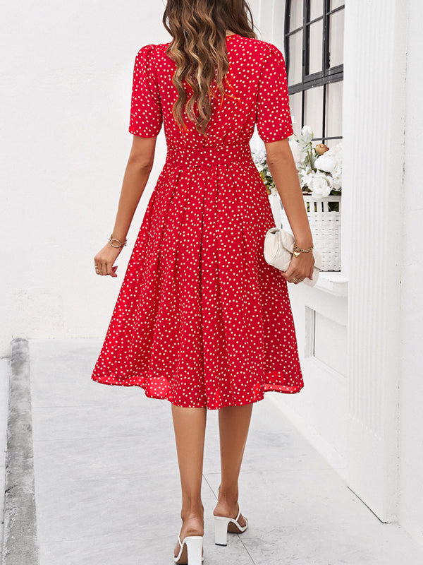 Georgiana Polka Dot Red Print Dress