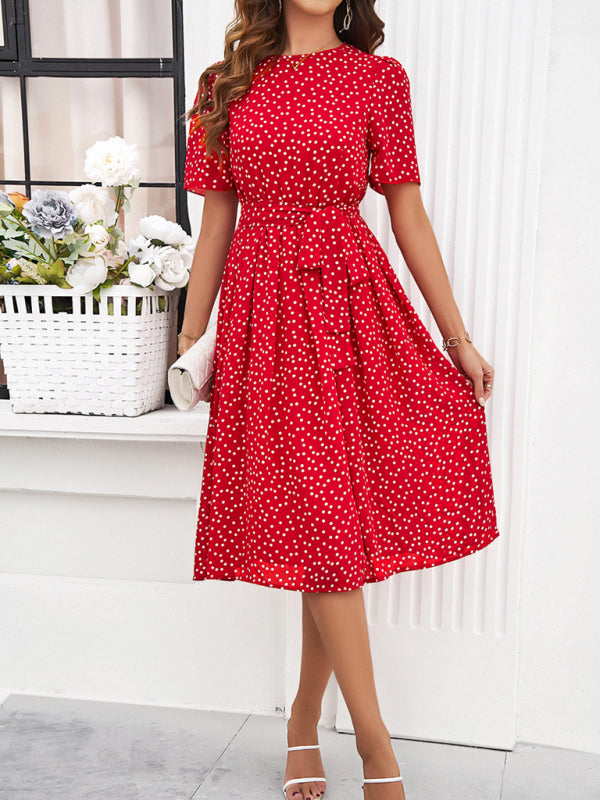 Georgiana Polka Dot Red Print Dress