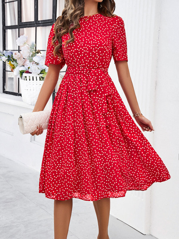 Georgiana Polka Dot Red Print Dress